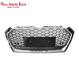 RS5 Style Front Sport Hex Mesh Honeycomb Hood Grill Black Chrome Carbon For Audi A5 S5 B9 2017 2018 2019 Car Accessories