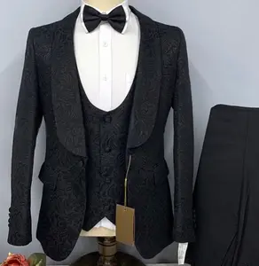 Full Black Men Fashion Suits Set 3pcs Suits for Men Formal Men Fashion Suit 3 Piece