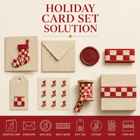 Carte de vœux de Noël personnalisée 5x7 pouces en carton recyclé avec enveloppe estampillée à chaud et dorée, cadeau d'entreprise pour les fêtes