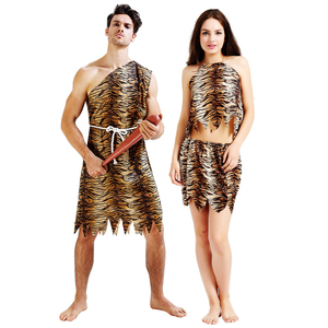 Costume d'Halloween d'<span class=keywords><strong>homme</strong></span> <span class=keywords><strong>des</strong></span> <span class=keywords><strong>cavernes</strong></span> unisexe pour adultes Costume aborigène primitif de la jungle pour couples - Product Image 1