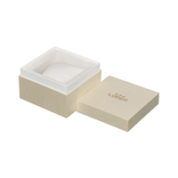 Boîte cadeau de montre rectangulaire beige personnalisée haut de gamme, gaufrée et mate, avec coussin et insert, écologique, rigide, avec couvercle et base
