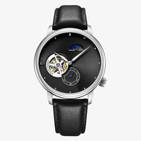 Montres automatiques en acier pour hommes, avec design et personnalisation sur mesure, incluant un petit secondes et un affichage des phases solaires et lunaires, pour la création de votre propre marque.