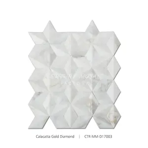 Mosaïque de pierre en marbre or calacita, diamant 3D, pour décoration murale, nouveau