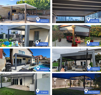 Pergola et gazebo en aluminium personnalisés avec option motorisée, design moderne et luxueux pour villa et jardin, divertissement en plein air
