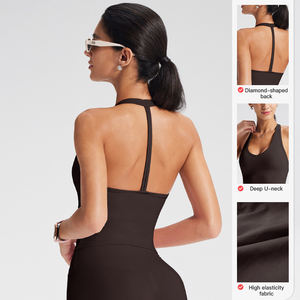 女性用プラスサイズVネック通気性ヨガベストパッド入りブレスト付きセクシースポーツブラサポーティブバックレス衣装タンクトップ - Product Image 4