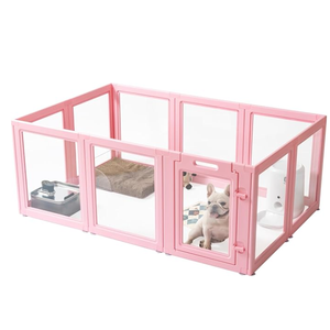 Kandang anjing lipat pagar anjing peliharaan Playpen tanpa alat pena kandang anjing bening cocok untuk anjing kecil dan sedang pena hewan peliharaan dalam ruangan - Product Image 2