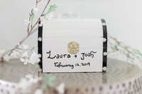 Antike Holz-Schatztruhe mit Kartenmuster, Dekorative Holzbox mit Herzanhänger für Schmuck, Kleinigkeiten & Partygeschenke
