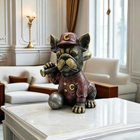 Décoration créative personnalisée pour la maison et le bureau, figurine de chien en résine peinte à la main, statue de bouledogue français avec un bâton de baseball