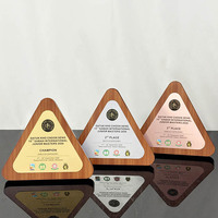 Plaques de récompense personnalisées en or, argent, bronze, aluminium, triangle, bois, MH-LJ0930