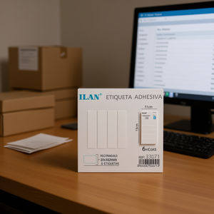 ฉลากกาว ILAN ขนาด 25x102 มม. รูปทรงสี่เหลี่ยมผืนผ้า 5 ฉลากต่อแผ่น แพ็ค 6 แผ่น - Product Image 3