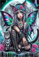 Kit de Peinture Diamant 5D SONGWOO de Haute Qualité, Motif Chat Gothique Sombre et Fée, Broderie Diamant Complète