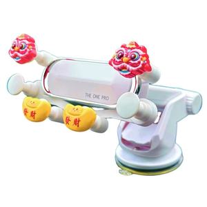 Supporto Universale Flessibile Impermeabile per Telefono da Auto in ABS Bianco con Design Leone Cinese, Sgancio Rapido One-Touch, Montaggio a Ventosa per Cruscotto e <span class=keywords><strong>Letto</strong></span> - Product Image 1