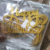 Prix de gros 10 pièces/sac Décorations de gâteau Joyeux Anniversaire à paillettes pour gâteaux et cupcakes, fournitures pour fêtes