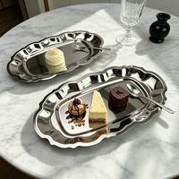 Plateau de service rectangulaire en acier inoxydable 304, assiette à dessert, plateau de vanité, plateau à bijoux, assiette à collation pour café, décoration de table à domicile