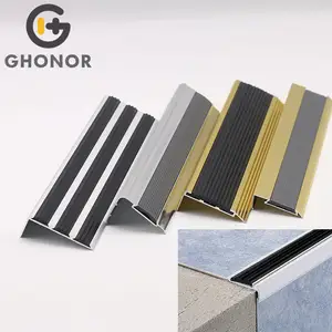 Metal Aluminium Profil Laminate Floor Edg Pvc Nonslip Marbl Tiles Step Edg Nose Stair Parts Treads Strip For Stairs