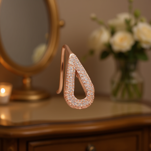 E1819 Rose Gold <b>Water</b> Drop <b>Crystal</b> Earrings Micro Insert Luxury Women's Drop Earrings Everyday Wear - Product Image 2