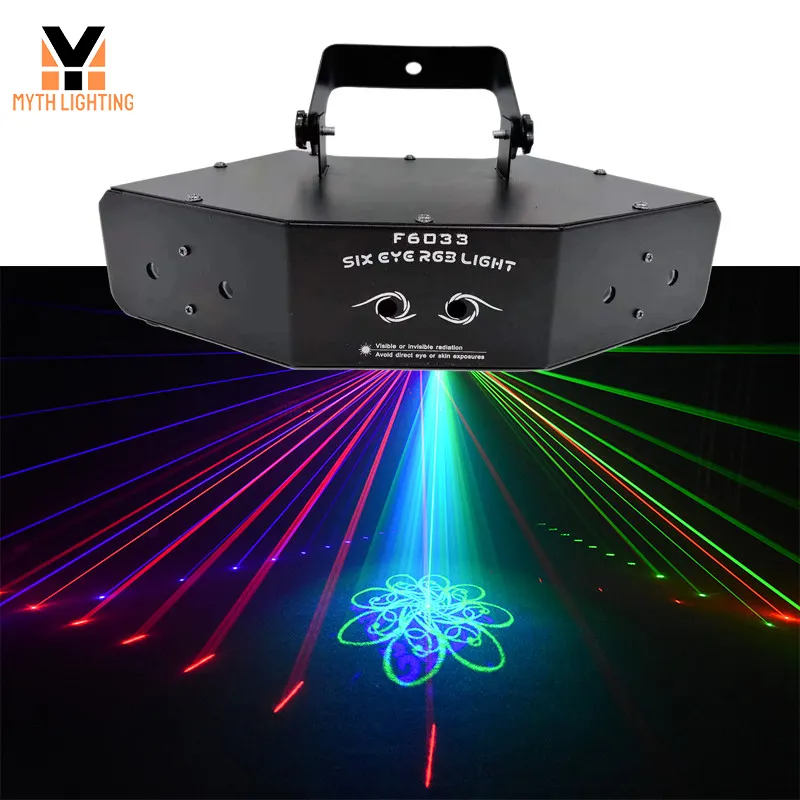 3W mini 6 eyes dmx control lazer lighting show disco dj Projector for party laser lighting