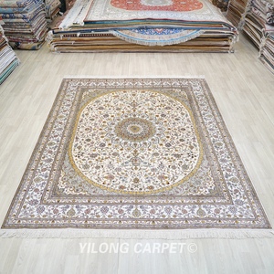 Tapis en soie du Cachemire noué à la main YILONG 8'x10', tapis vintage classique fait à la main, tapis <span class=keywords><strong>Nain</strong></span> à vendre - Product Image 2