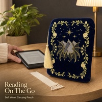 Housse de protection pour livre en velours brodée sur mesure, pochette pour journaux et carnets, housse pour liseuse électronique