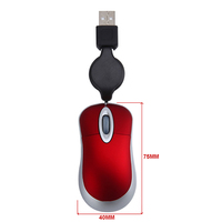 Mini souris de voyage optique à câble rétractable USB pour ordinateur portable PC