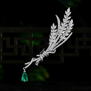 MUSHANジュエリー工場ベストセラーS925スターリングシルバーティアドロップ型5*8小麦耳1カラット女性用ブローチ - Product Image 3