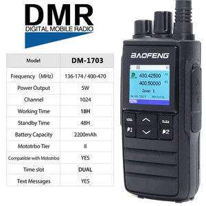 Baofeng DM-1703 DMR đài phát thanh di động chế độ kép Walkie Talkie Interphone kỹ thuật số + Analog tier1 tier2 Tier II khe thời gian kép ham đài phát thanh - Product Image 3