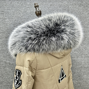 Abrigo para Hombre y Mujer con Capucha y Detalles de Piel, Calentador de Cuello de Invierno, Bufanda Peluda, Abrigo Parka para Mujer, Accesorios de Piel, Cuello de Piel de Zorro Auténtico - Product Image 1