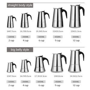 Mini <span class=keywords><strong>caffettiera</strong></span> moka in <span class=keywords><strong>acciaio</strong></span> inossidabile di alta qualità <span class=keywords><strong>2</strong></span>/4/6/9/12 tazza 100/200/300/450/600ml <span class=keywords><strong>caffettiera</strong></span> espresso argento - Product Image 6