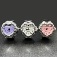 Mignon Vintage Analogique Quartz Bague Montres pour Hommes et Femmes Ronde Amour Coeur Conception pour Mariages Fiançailles Fêtes