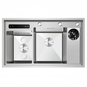 Évier de cuisine multifonctionnel à ultrasons en acier inoxydable 304 à double bac, à poser sur le plan, avec égouttoir, pour usage domestique – Le choix le plus populaire - Product Image 3