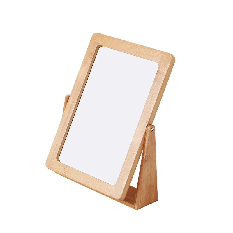 Natural Color Bamboo Wood Folding Tabletop Makeup Mirror Cosmetic Mirror