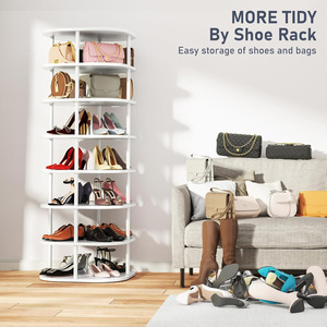 Rotating Shoe Rack 7 Layer 360 Degree Circular <b>Storage</b> Space Saving Organizer For <b>Wardrobe</b> Standing Type - Product Image 3