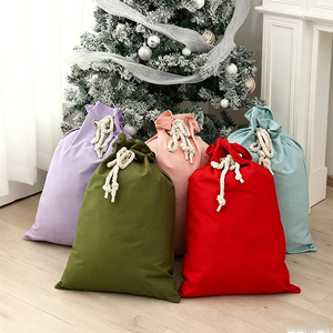 Sac de Noël en toile vierge grande capacité, sac cadeau de Noël, décoration de fête, sac de Noël à cordon pour impression personnalisée - Product Image 1