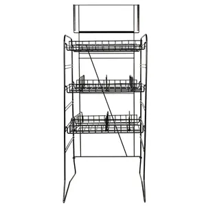 Large capacity wholesale vegetable fruit toy basket stand/ home and kitchen steel wire 3 layers metal display rack