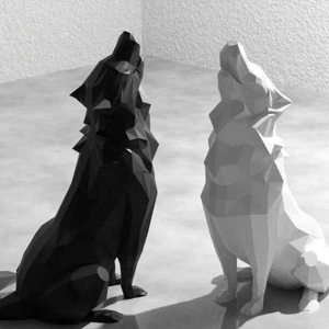 Modèle Loup hurlant, Version haut de gamme minimaliste, Sculpture animale de bureau imprimée en 3D, Art populaire, Recommandé pour la maternité - Product Image 1