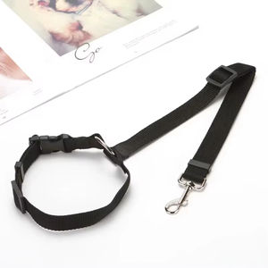 Tali pengaman mobil hewan peliharaan, sabuk pengaman kursi belakang nilon warna polos dapat disesuaikan dua-dalam-satu dengan kerah Harness bergaya untuk anjing - Product Image 6