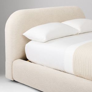 <span class=keywords><strong>Letto</strong></span> <span class=keywords><strong>Matrimoniale</strong></span> in Legno Massello con Testiera Curva Stile Crema, Rivestito in Tessuto, per Camera da <span class=keywords><strong>Letto</strong></span> King e Queen Size - Product Image 5