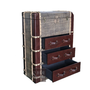 ตู้ลิ้นชักแบบย้อนยุคสไตล์อเมริกันตู้ด้านข้างห้องนั่งเล่นห้องนอนหนังแท้ตู้เน้นลิ้นชักลิ้นชักแบบดั้งเดิม - Product Image 4