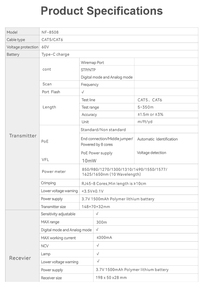 Probador de Cables de Red NOYAFA OPM+VFL NF-8508 RJ45 CAT5 CAT6, Rastreador de Cables, Verificador POE - Product Image 3