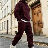 Hoodie dengan Lapisan Fleece Tebal, Set Hoodie dan Celana Panjang Oversize untuk Pria, Langsung dari Pabrik