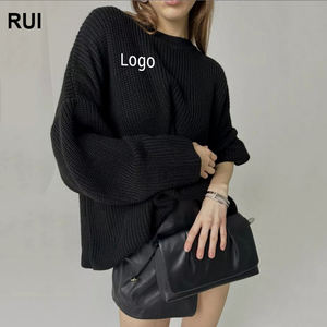 Suéter RUIQUWIN Vintage de Punto, Color Sólido, Cuello Redondo, Holgado, para Mujer, Primavera y Otoño - Product Image 1