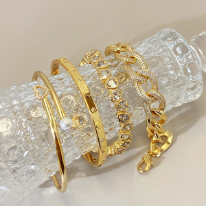 Cuba Charm Hip Hop Trendy Brass Bracelet <b>for</b> <b>Men</b> 18K Gold Plated Party - Product Image 5