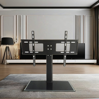Support de télévision de table réglable en hauteur, support universel pour téléviseur de bureau avec base en verre trempé pour téléviseurs de 32 à 65 pouces