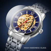 Montre-bracelet classique Skmei 9222 de luxe en acier inoxydable, montre mécanique squelette automatique pour homme