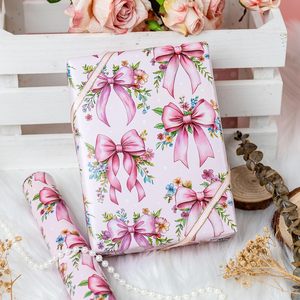 กระดาษห่อของขวัญลายโบว์สีชมพูสามมิติ เหมาะสำหรับงานเลี้ยงฉลองทารก วันแม่ วันวาเลนไทน์ ปรับแต่งได้ - Product Image 1