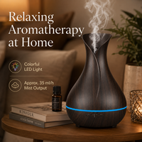 Diffuseur d'arômes en bois de noyer foncé 500 ml, humidificateur ultrasonique, LED 7 couleurs, minuterie 1/3/6H, arrêt automatique, sans BPA, AC100-240V