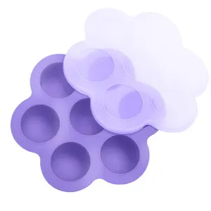 New Silicon Khay Trứng 7 Pod Silicone Bé Lưu Trữ Thực Phẩm Tủ Đông Khay Silicone Số Khuôn Bánh