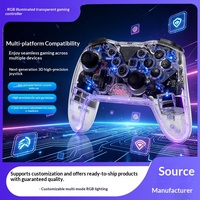 Manette de jeu sans fil Switch, double vibration, gyroscope 6 axes, RGB transparente pour PC, Android, jeux de voiture