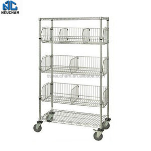 Chariot de ramassage mobile de chariot à <span class=keywords><strong>Chrome</strong></span> de chariot de chiffre d'affaires d'étagères de fil d'acier inoxydable avec des roues - Product Image 6