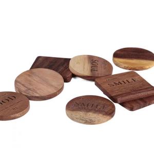 Sous-verres en bois d'acacia carrés et ronds, antidérapants, isolants thermiquement, pour la décoration de la maison - Product Image 5